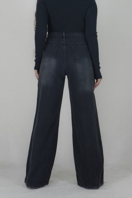 شلوار جین شافل زنانه ذغالی